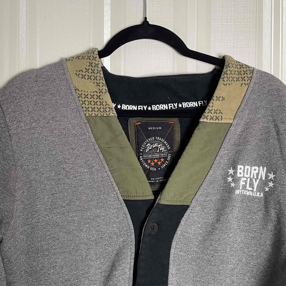 Rare Born Fly Mens Gray Patchwork Streetwear Camo… - image 4